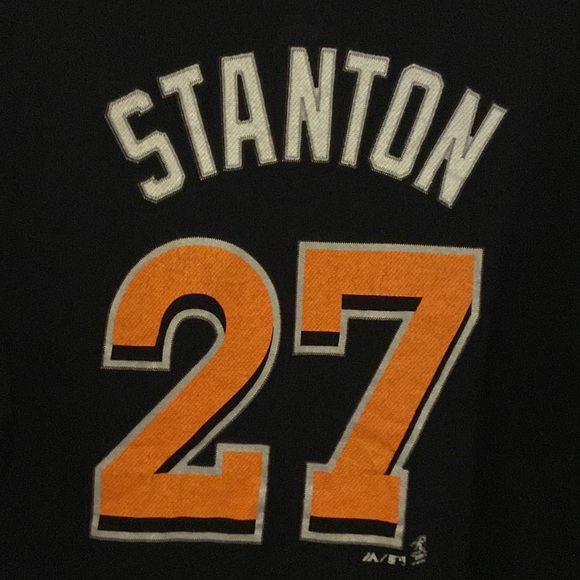 Majestic Miami Marlins Giancarlo Stanton Jersey T-Shirt Mens Size Medium 🔥 - Picture 2 of 5